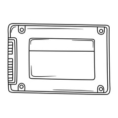 SSD Doodle illustration. simple line illustration of SSD. Personal computer component icon