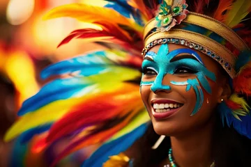 Crédence de cuisine en verre imprimé Carnaval Female with Dresses and costumes of the Barranquilla Carnival, a colorful Colombian Festival