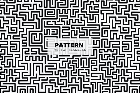 Labyrinth Style Simple Line Shapes Vector Seamless Repeat Pattern