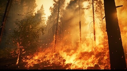 Forest fire, the fire devouring the entire forest. Generative AI