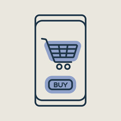 Mobile phone shopping or online shopping icon