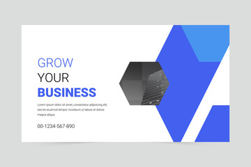 Blue modern grow your business social media cover template