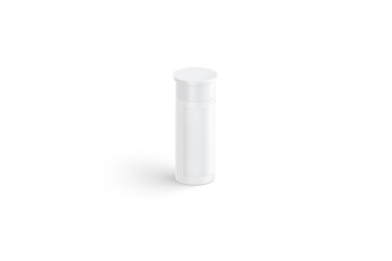 Blank white narrow pill tube mockup, side view