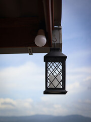 lantern and electrical lamp of a hill top restaurant
