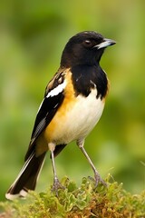 An yellow and black icterus standing on a branch showing off its colorful plumage. Generative Ai