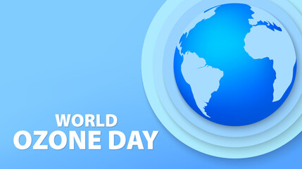 World ozone day concept background with world globe. Ozone day paper cut design. vector illustration