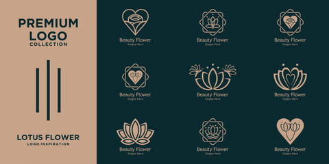 Set Modern Best Collection Lotus Flower Logo Design
