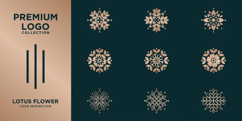 Set Luxury Collection Lotus Flower Logo Design