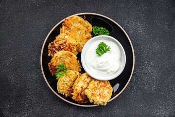 hash browns cutlet vegetable vegetables food healthy meal food snack on the table copy space food background rustic top view