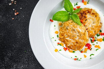 hash browns cutlet vegetable vegetables food healthy meal food snack on the table copy space food background rustic top view