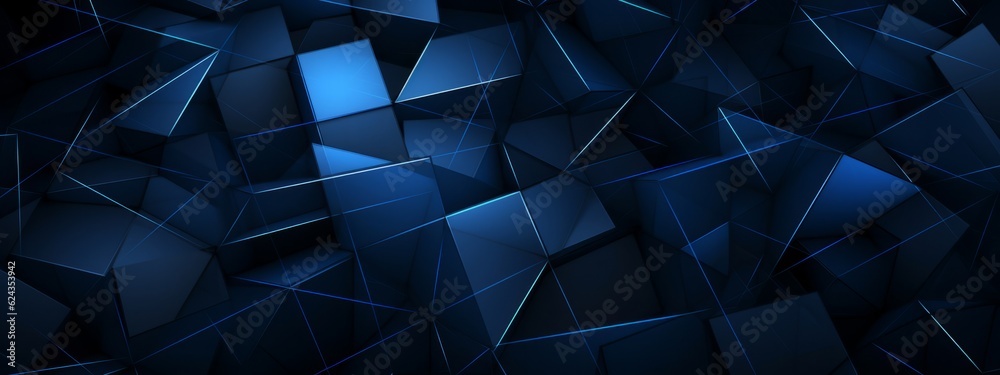 Wall mural futuristic technology digital concept background banner website illustration, 3d texture - dark blue