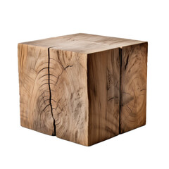 Reclaimed Wood Side Table isolated on transparent background. Generative AI