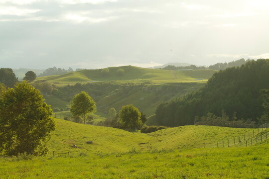 The shire sunset on the hills in a magical moment