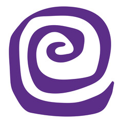 Handdrawn spiral purple brochure element design. Art detail. Simple image. Vector illustration with empty copy space for text. Editable shapes for poster decoration. Creative and customizable frame