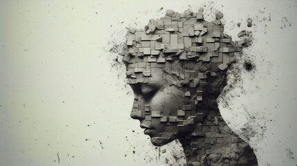 Fractured, broken mind. Depression, mental health concept. Generative AI