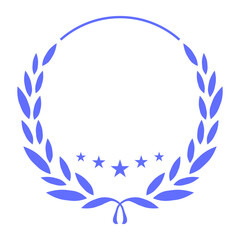 Winner wreath and stars blue brochure element design. Competition award. Vector illustration with empty copy space for text. Editable shapes for poster decoration. Creative and customizable frame