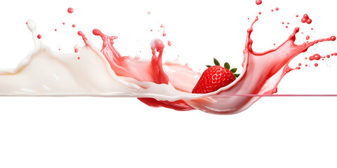 Delicious Strawberry Juice Splash on White Background,strawberry milkshake splash