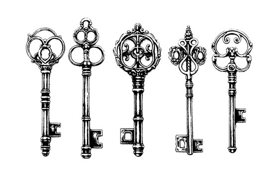 Old skeleton keys sketches set Stock Vector by ©Seamartini 101869872