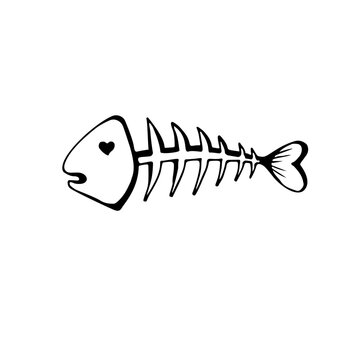 Fish skeleton sketch vector illustration