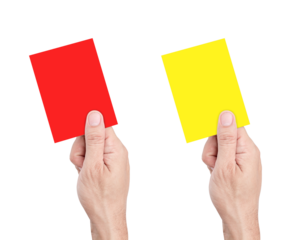 Hand hold red and yellow card