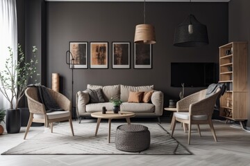 Stylish interior design for a living room. Generative AI
