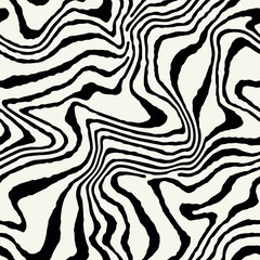 Vector seamless pattern. Abstract marble texture with monochrome fluid stains. Creative animalistic hand made background.. Decorative hand-drawn zebra design. Can be used as swatch for illustrator.