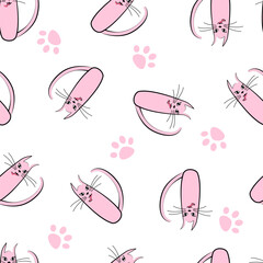 Seamless pattern pink cats  children's products, print, wallpaper, fabric