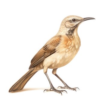 Bendires Thrasher Bird Isolated On White. Generative AI