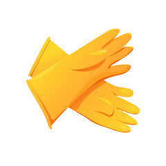 Yellow Rubber Cleaning Gloves Isolated on White. Vector Illustration in Cartoon Style. Latex Gloves.