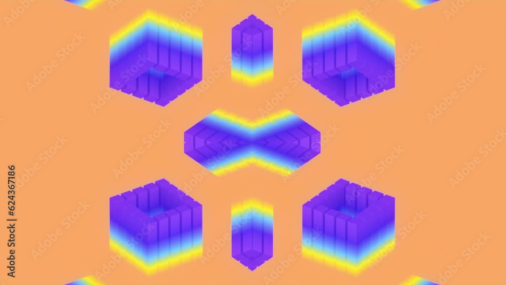 Leinwandbilder Abstract background with loop animation of rectangular shapes. 3d rendering 4K