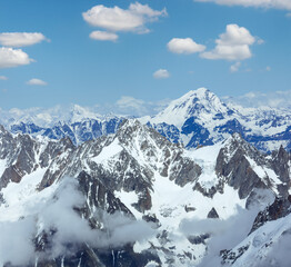Fototapeta na wymiar Mont Blanc mountain massif summer landscape (view from Aiguille du Midi Mount, France )