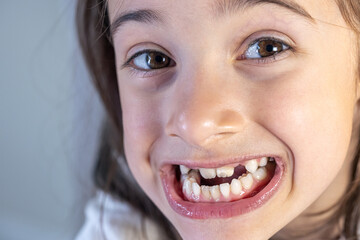 Child during orthodontist visit and oral cavity check-up.