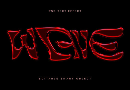 Red Chrome Text Effect Mockup