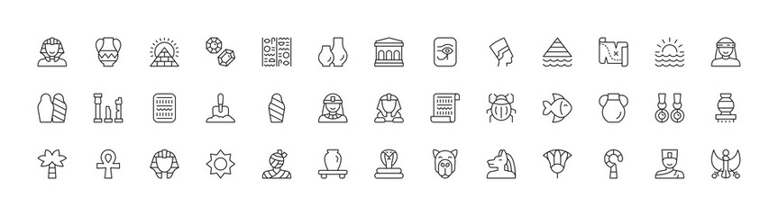 Egypt icons set. Outline set of Egyptian vector icons for web design isolated on white background
