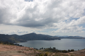 Fototapeta na wymiar Bolivia Lake Titicaca on a sunny winter day