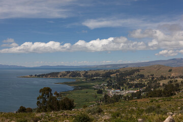 Fototapeta na wymiar Bolivia Lake Titicaca on a sunny winter day