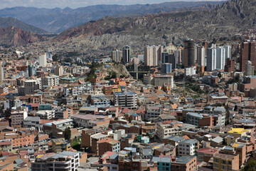 Bolivia view of La Paz city on a sunny winter day