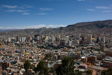 Bolivia view of La Paz city on a sunny winter day