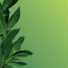 light green background with dark green large leaves, Al Generation