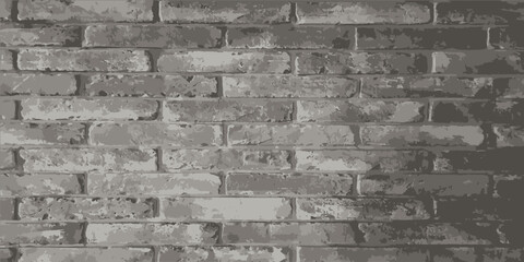 Old brick wall. Brickwork is grey. Vintage background from bricks. Vector illustration