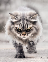 Naklejka na ściany i meble tough street cat, isolated background. Generative Ai