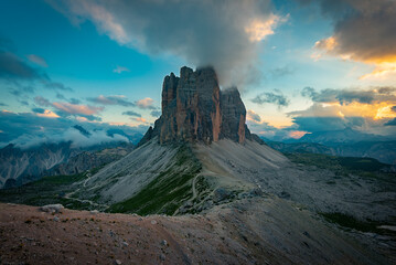 Sunset at Tre Cime di Lavaredo Moountains