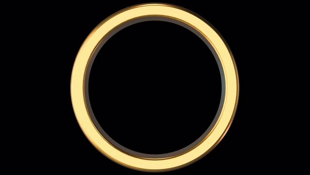 Ornament gold ring rotating on alpha channel background in seamless loop.