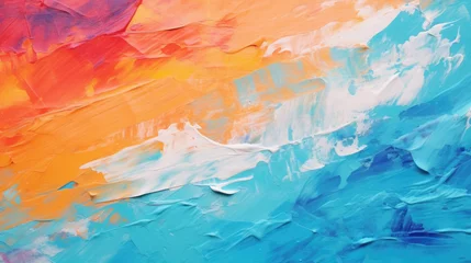 Fototapeten Abstract marbled acrylic paint ink painted waves painting texture colorful background banner - Bold colors, rainbow color swirls wave  © STORYTELLER