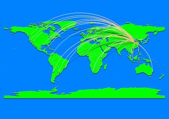 Naklejka premium Vibrant Jincheng, China map - Export concept map for Jincheng, China on World map. Suitable for export concepts. File is suitable for digital editing and prints of all sizes.