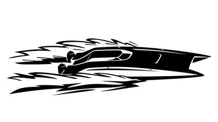 Speed Racer Boat, Fast Water Sport Illustration 