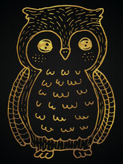 Decorative golden owl bird, golden element design banner style 17