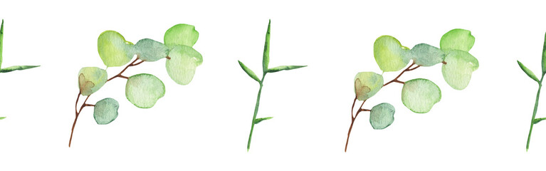 Greenery  floral design card.Forest branches green herbs greenery yellow leaf frame. wedding invitation poster invitation isolated on white background.