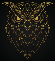 Decorative golden owl bird, golden element design banner style 21