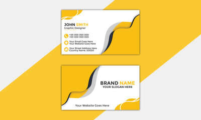 Modern and clean professional business card template Corporate and Creative Business Card Design Template Double-Sided Horizontal Name Card Simple and Clean Yellow Black Vector Illustration Gradient 